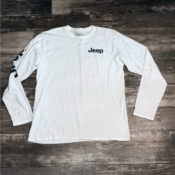 Jeep Men's White Long Sleeve Tee with Black Logo - Picture 1 of 5